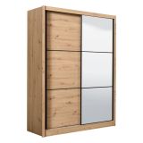 Guardaroba Grande Marrone Rovere Nodi Nero Appendiabiti 5 Ripiani 166x215.5h cm, Apertura Scorrevole - Musso