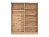 Guardaroba Grande Marrone Rovere Nodi Nero Appendiabiti 5 Ripiani 179x210h cm, Apertura Scorrevole - Cerchio