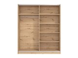 Guardaroba Grande Marrone Rovere Nodi Nero Appendiabiti 5 Ripiani 179x210h cm, Apertura Scorrevole - Verzino