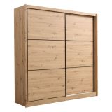 Guardaroba Grande Marrone Rovere Nodi Nero Appendiabiti 5 Ripiani 213x215.5h cm, Apertura Scorrevole - Dugnano