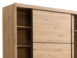 Guardaroba Grande Marrone Rovere Nodi Nero Appendiabiti 5 Ripiani 213x215.5h cm, Apertura Scorrevole - Dugnano