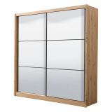 Guardaroba Grande Marrone Rovere Nodi Nero Appendiabiti 5 Ripiani 213x215.5h cm, Apertura Scorrevole - Godrano
