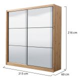 Guardaroba Grande Marrone Rovere Nodi Nero Appendiabiti 5 Ripiani 213x215.5h cm, Apertura Scorrevole - Godrano