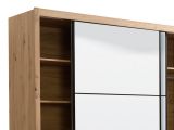 Guardaroba Grande Marrone Rovere Nodi Nero Appendiabiti 5 Ripiani 213x215.5h cm, Apertura Scorrevole - Godrano