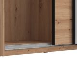 Guardaroba Grande Marrone Rovere Nodi Nero Appendiabiti 6 Ripiani 262.5x224h cm, Apertura Scorrevole - Lavenone