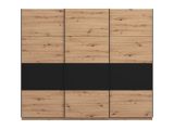 Guardaroba Grande Marrone Rovere Nodi Nero Appendiabiti 6 Ripiani 262.5x224h cm, Apertura Scorrevole - Miggiano