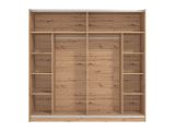 Guardaroba Grande Marrone Rovere Nodi Nero Appendiabiti 8 Ripiani 217x210h cm, Apertura Scorrevole - Gandino