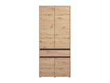 Guardaroba Grande Marrone Rovere Nodi Nero Rovere Nodi 3 Ripiani Appendiabiti 93x210.5h cm, Apertura Battente - Vimercati
