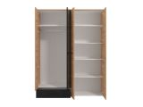 Guardaroba Grande Marrone Rovere Nodi Nero un Cassetto 5 Ripiani 157.5x203.5h cm, Appendiabiti - Lisio