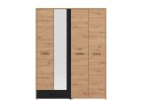 Guardaroba Grande Marrone Rovere Nodi Nero un Cassetto 5 Ripiani 157.5x203.5h cm, Appendiabiti - Lisio