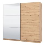Guardaroba Grande Marrone Rovere Nodi Trasparente Appendiabiti 8 Ripiani 217x210h cm, Apertura Scorrevole - Soncino