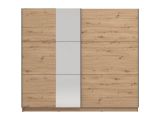 Guardaroba Grande Marrone Rovere Nodi Trasparente Appendiabiti 8 Ripiani 236.5x210h cm, Apertura Scorrevole - Sorgono