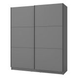 Guardaroba Grande Nero Antracite 5 Ripiani Appendiabiti 179x210h cm, 2 Ante - Cerchio