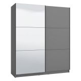Guardaroba Grande Nero Antracite 5 Ripiani Appendiabiti 179x210h cm, 2 Ante - Verzino