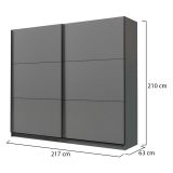 Guardaroba Grande Nero Antracite 8 Ripiani Appendiabiti 217x210h cm, 2 Ante - Piateda