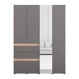 Guardaroba Grande Nero Antracite Marrone 3 Ripiani 3 Cassetti 155x208h cm, Appendiabiti - Ushuaia