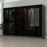 Guardaroba Grande Nero Antracite Nero Fume Appendiabiti 10 Ripiani 270x210h cm, 6 Ante - Nogaro