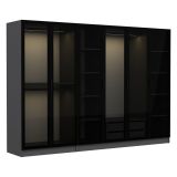 Guardaroba Grande Nero Antracite Nero Fume Appendiabiti 10 Ripiani 270x210h cm, 6 Ante - Nogaro