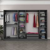 Guardaroba Grande Nero Antracite Nero Fume Appendiabiti 10 Ripiani 270x210h cm, 6 Ante - Nogaro