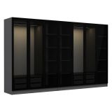 Guardaroba Grande Nero Antracite Nero Fume Appendiabiti 14 Ripiani 315x210h cm, 7 Ante - Prunettos