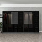 Guardaroba Grande Nero Antracite Nero Fume Appendiabiti 14 Ripiani 315x210h cm, 7 Ante - Prunettos