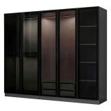 Guardaroba Grande Nero Antracite Nero Fume Appendiabiti 6 Ripiani 225x210h cm, 5 Ante - Sinibalda