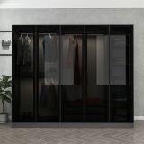 Guardaroba Grande Nero Antracite Nero Fume Appendiabiti 6 Ripiani 225x210h cm, 5 Ante - Sinibalda