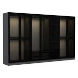 Guardaroba Grande Nero Antracite Nero Fume Appendiabiti 7 Ripiani 315x210h cm, 7 Ante - Prunetto
