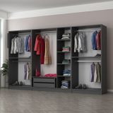 Guardaroba Grande Nero Antracite Nero Fume Appendiabiti 7 Ripiani 315x210h cm, 7 Ante - Prunetto