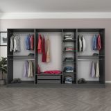 Guardaroba Grande Nero Antracite Nero Fume Appendiabiti 7 Ripiani 315x210h cm, 7 Ante - Prunetto