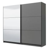 Guardaroba Grande Nero Antracite Trasparente Appendiabiti 8 Ripiani 217x210h cm, Apertura Scorrevole - Soncino