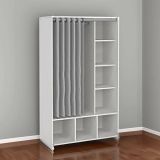 Guardaroba grande Roselle, Mobile camera da letto, Cabina armadio portabiti, Armadio appendiabiti, 105x48 h180 cm, Bianco e Grigio