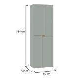 Guardaroba Grande Verde 5 Ripiani Appendiabiti 42x184h cm, Apertura Battente - Lidasime
