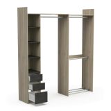 Guardaroba grande Yonne, Mobile camera da letto, Cabina armadio portabiti, Armadio appendiabiti, 200x44 h218 cm, Rovere