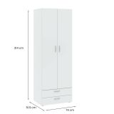 Guardaroba in legno bianco 74x214h cm - Buriasco