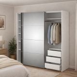 Guardaroba in legno bianco e grigio 182x201h cm - Angri