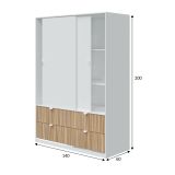 Guardaroba in legno bianco e rovere 140x200h cm - Ineng