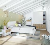Guardaroba in legno bianco e rovere 140x200h cm - Ineng