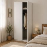 Guardaroba in legno bianco opaco 79x203h cm - Fioretta