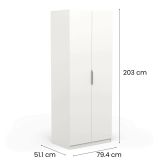 Guardaroba in legno bianco opaco 79x203h cm - Fioretta