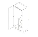 Guardaroba in legno grigio e verde acqua 90x200h cm - Aronia