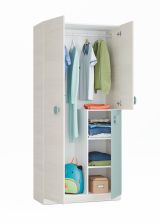 Guardaroba in legno grigio e verde acqua 90x200h cm - Aronia
