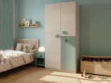 Guardaroba in legno grigio e verde acqua 90x200h cm - Aronia