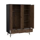 Guardaroba in legno nero e noce 150x200h cm - Virgil