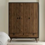 Guardaroba in legno nero e noce 150x200h cm - Virgil