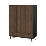 Guardaroba in legno nero e noce 150x200h cm - Virgil
