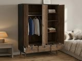 Guardaroba in legno nero e noce 150x200h cm - Virgil