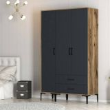 Guardaroba in legno noce e antracite 120x200h cm - Phyan