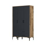 Guardaroba in legno noce e antracite 120x200h cm - Phyan