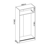 Guardaroba Kilimangiaro, Mobile appendiabiti per camera da letto, Armadio con 2 ante scorrevoli, 100x50h204 cm, Rovere